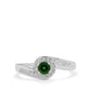 Anillo de Plata con Turmalina de Cromo y Zircón Blanco