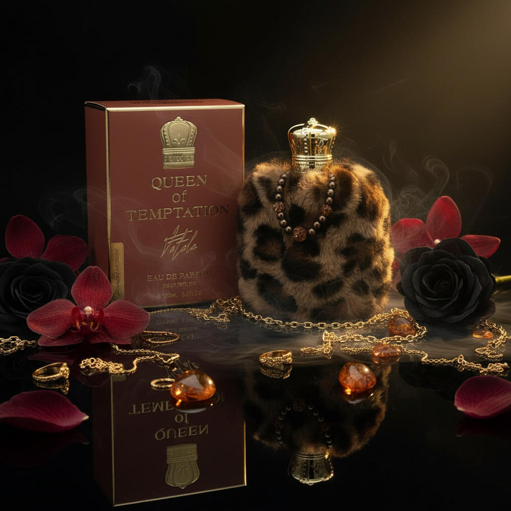 QUEEN OF TEMPTATION -  FATALE, EDP 100ml fragancia de ámbar para mujeres 8 