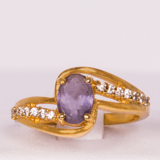 Anillo de Aleación Bañado en Oro con Cristal Emporia® Púrpura