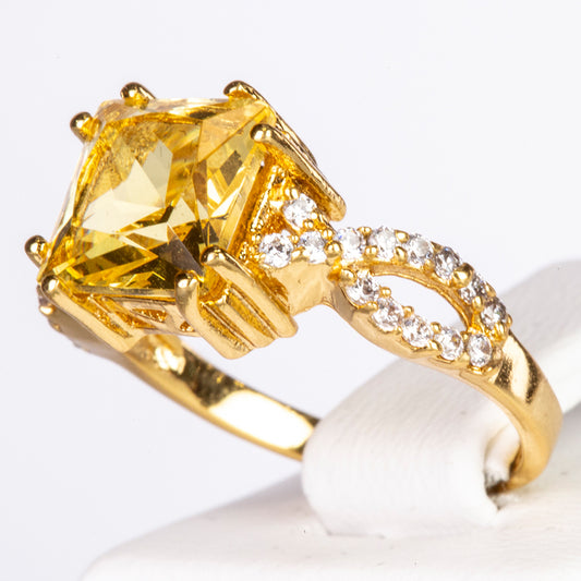 Anillo de Aleación Bañado en Oro con Cristal Emporia® Amarillo