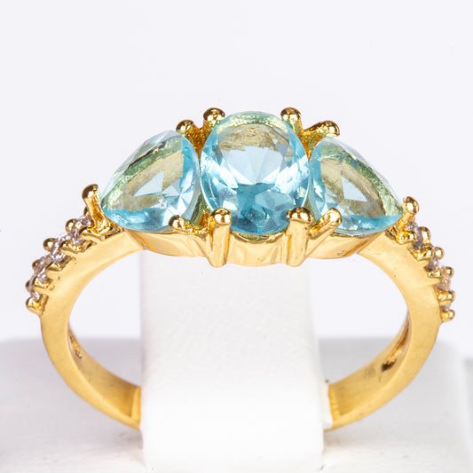Anillo de Aleación Bañado en Oro con Cristal Emporia® Azul