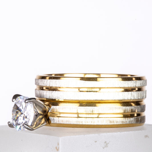 Conjunto de Aleación Bañado en Oro con Cristal Emporia® Blanco ( Anillo )