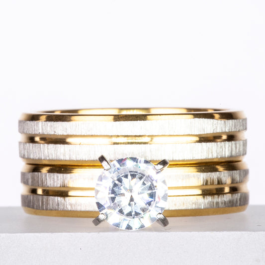 Conjunto de Aleación Bañado en Oro con Cristal Emporia® Blanco ( Anillo )