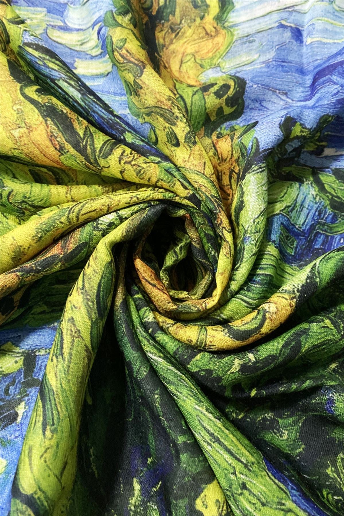 Bufanda-Mantón de algodón, 70 cm x 180 cm, Van Gogh - Dos álamos