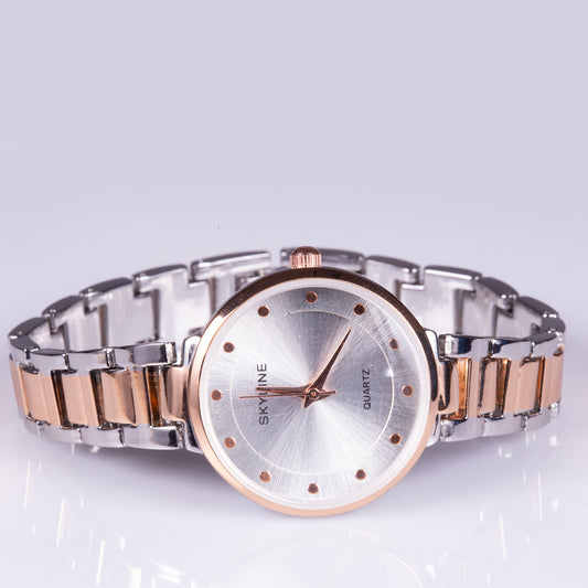 Reloj de moda para mujer con banda de acero, color dorado