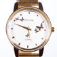 Reloj de moda para mujer con banda de acero, color dorado