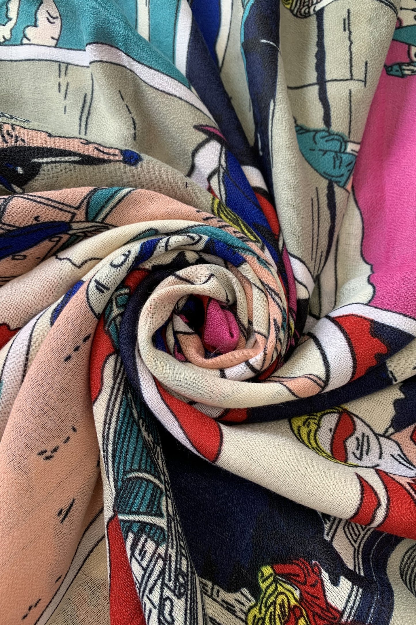 Bufanda-Chal de algodón, 85 cm x 180 cm, Roy Lichtenstein - Estilo Pop Art de los 60