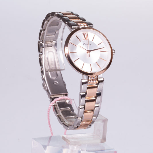 Reloj de moda para mujer con banda de acero, color dorado