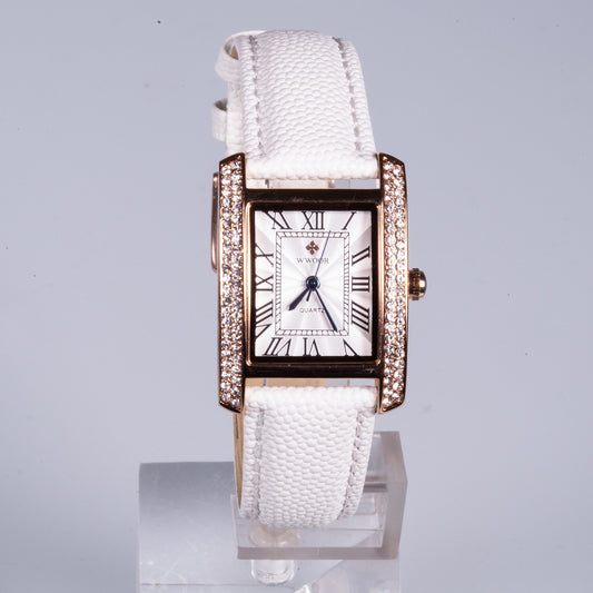 Reloj de moda para mujer con correa de cuero y circón (natural)