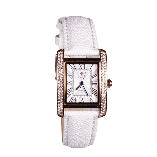 Reloj de moda para mujer con correa de cuero y circón (natural)