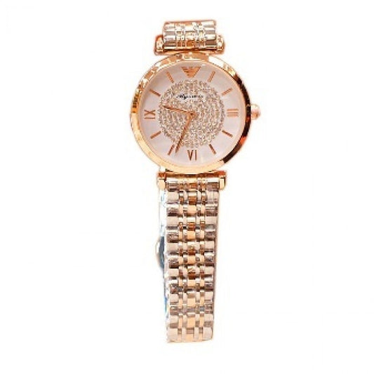 Reloj de moda para mujer con banda de acero, color dorado