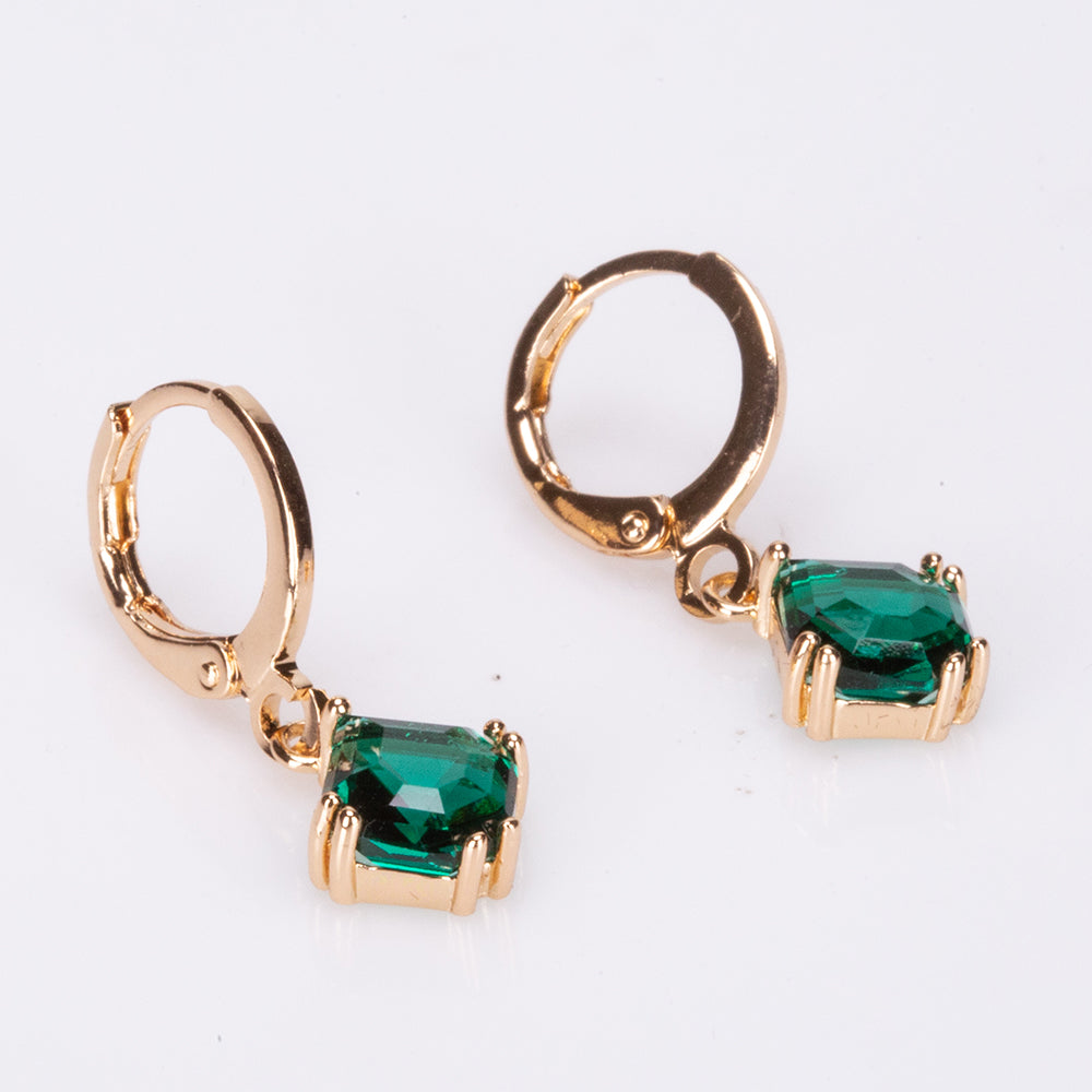 Conjunto de Aleación Bañado en Oro con Cristal Emporia® Verde ( Collar +Pendientes +Colgante ) 3 