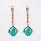 Conjunto de Aleación Bañado en Oro con Cristal Emporia® Verde ( Collar +Pendientes +Colgante )