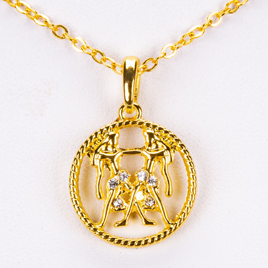 Géminis Collar de Aleación Bañado en Oro con Cristal Emporia® Blanco (Collar +Colgante )