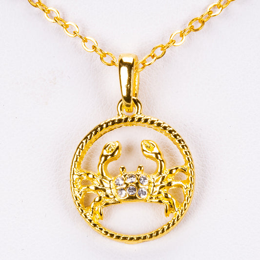 Cancer Collar de Aleación Bañado en Oro con Cristal Emporia® Blanco (Collar +Colgante )
