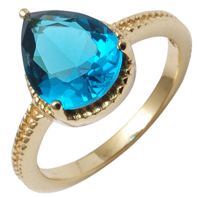 Anillo de Aleación Bañado en Oro con Cristal Emporia® Azul
