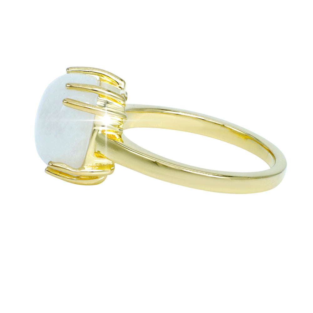 Anillo de Plata Bañada en Oro con Piedra Lunar Arco Iris 3 