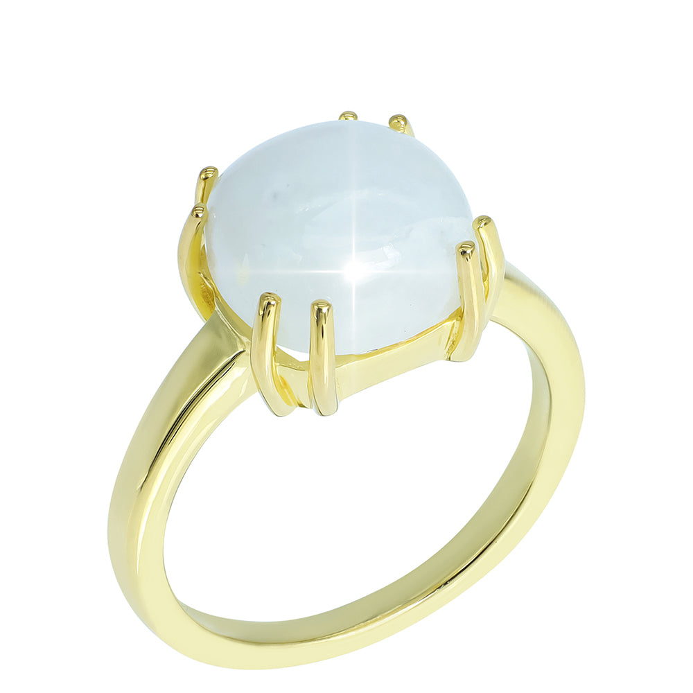 Anillo de Plata Bañada en Oro con Piedra Lunar Arco Iris 2 