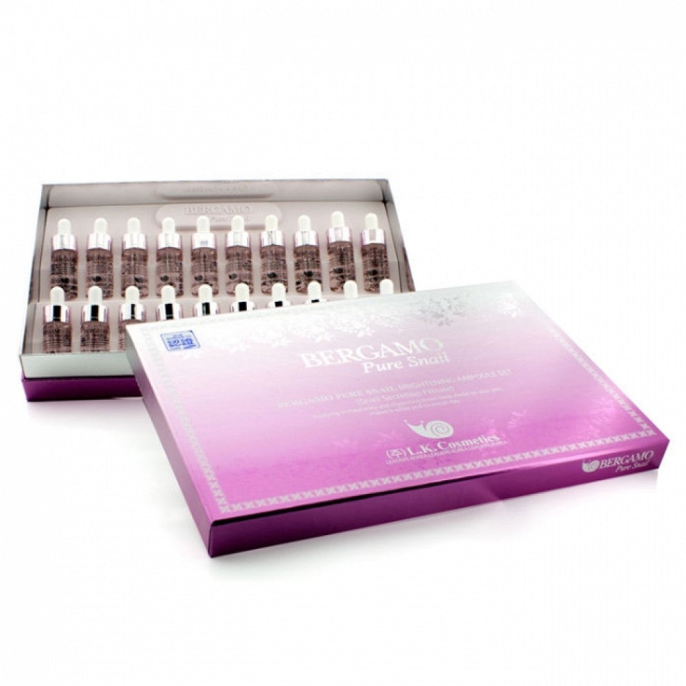 BERGAMO Pure Snail Ámpula Aclaradora. Set de 20 piezas, 20 x 13 ml 2 