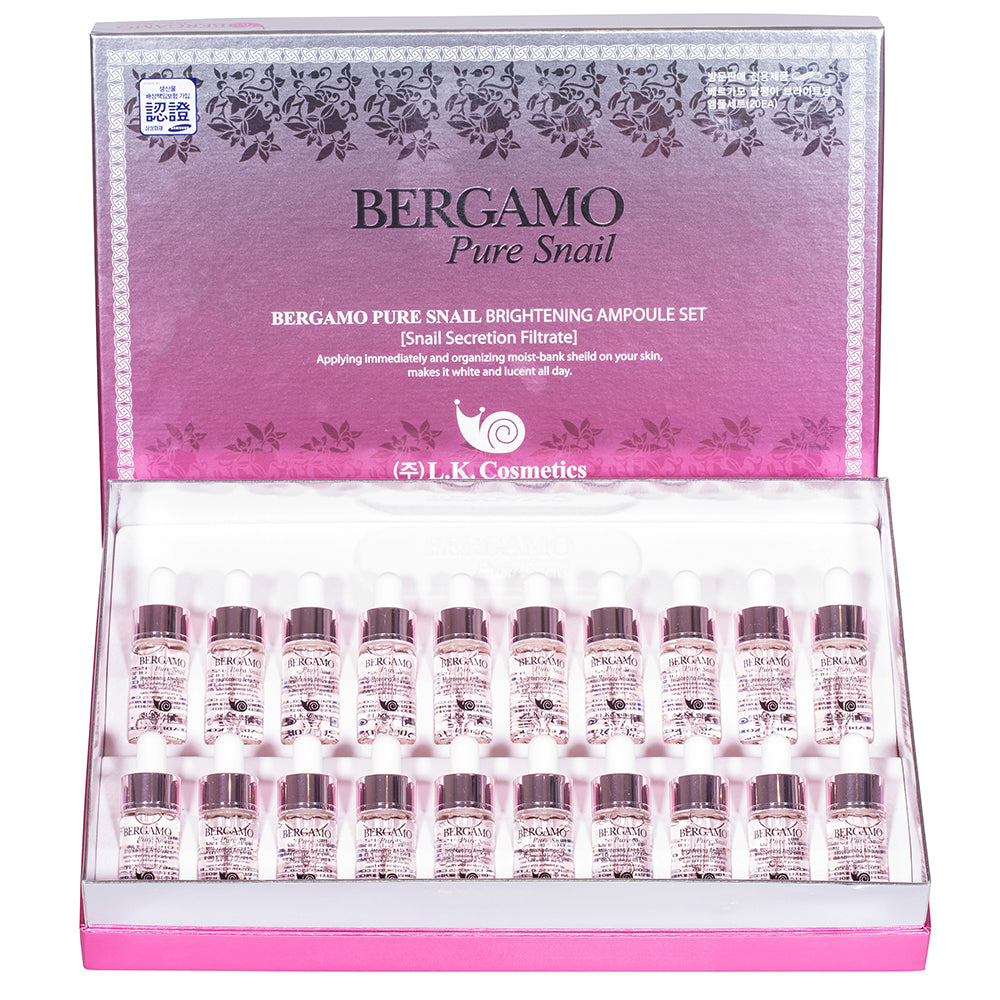 BERGAMO Pure Snail Ámpula Aclaradora. Set de 20 piezas, 20 x 13 ml 4 