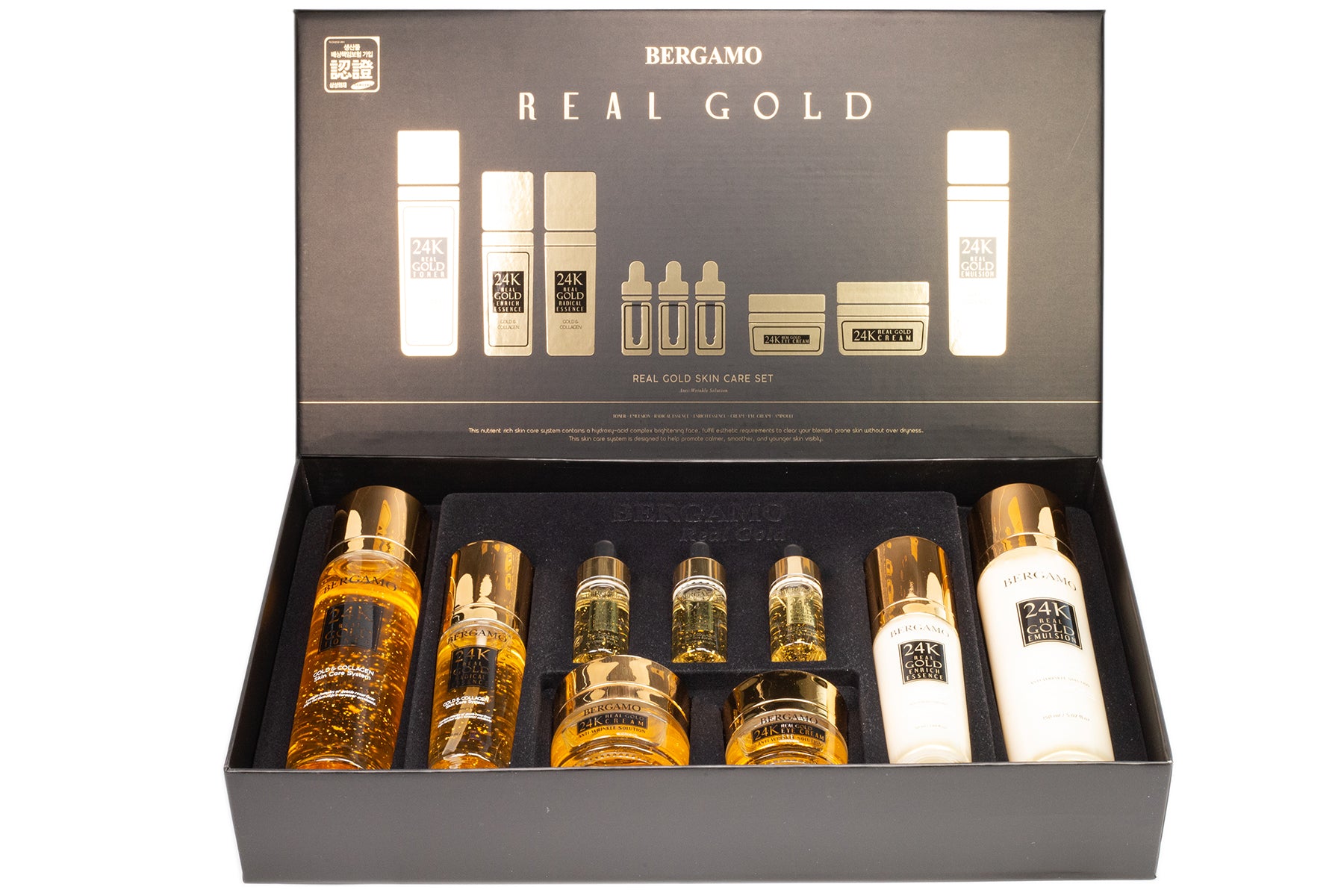 BERGAMO 24K REAL GOLD Set de cuidado de la piel antienvejecimiento 2 