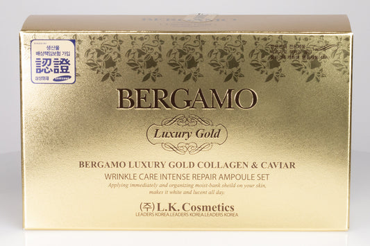 BERGAMO LUXORY GOLD Colágeno y Caviar Juego de 4 Ampollas, 13 ml x 4