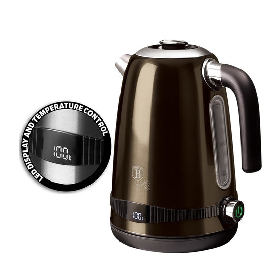 Hervidora de agua Berlinger Haus digital eléctrica de la línea metálica brillante en negro