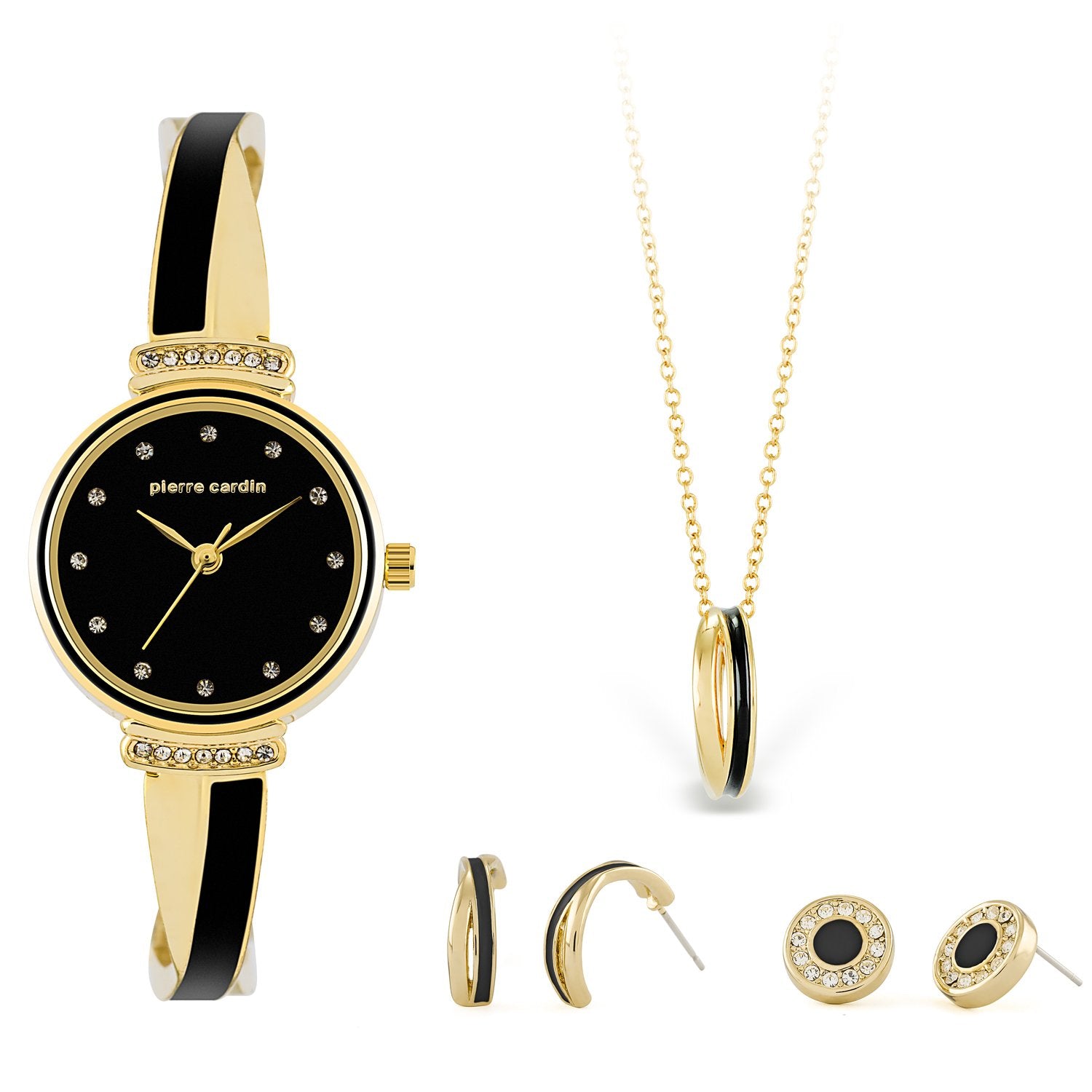 Conjunto de Aleación Bañado en Oro con Esmalte y Cristal Emporia® Blanco (Collar +Pendientes +Colgante ) 1 