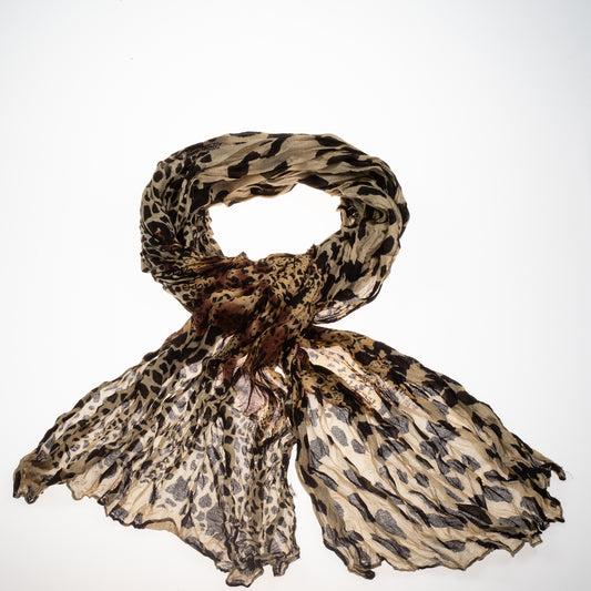 Lenço da moda, 100% viscose,180 cm x 50 cm, CASTANHO JAGUAR