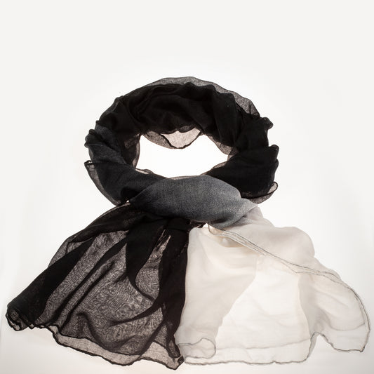 Lenço da moda, 100% viscose,180 cm x 85 cm, PRETO E BRANCO