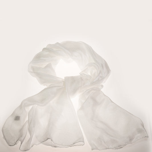 Lenço da moda, 100% viscose, Seda, 180 cm x 85 cm, BRANCO