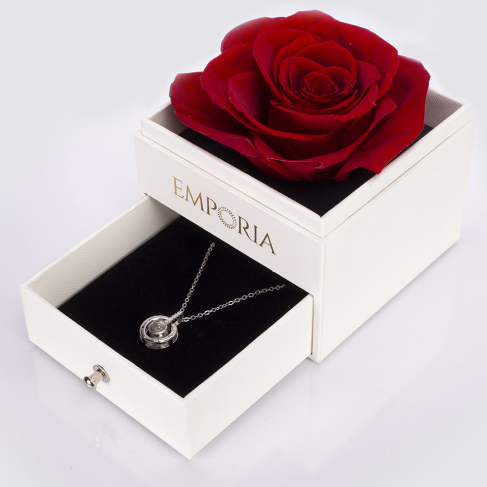 Caja de joyas rosa eterna con collar "I love you" 8 