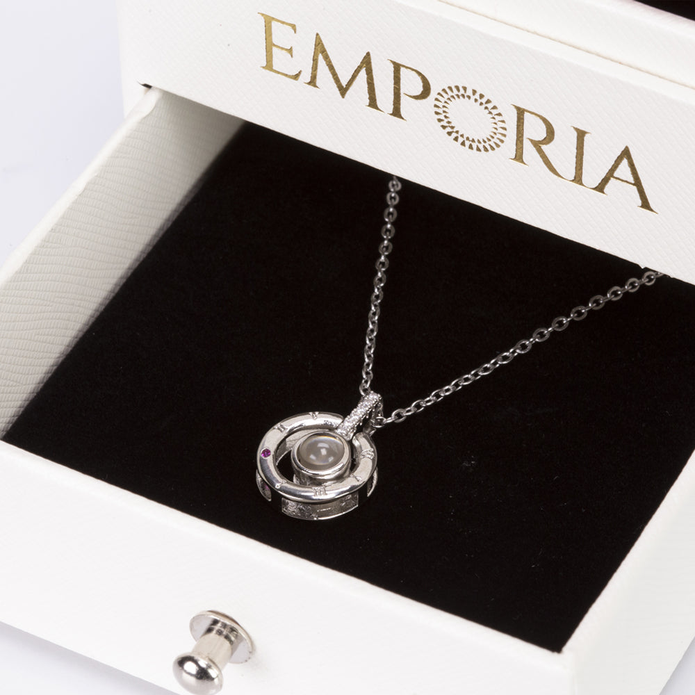 Caja de joyas rosa eterna con collar "I love you"