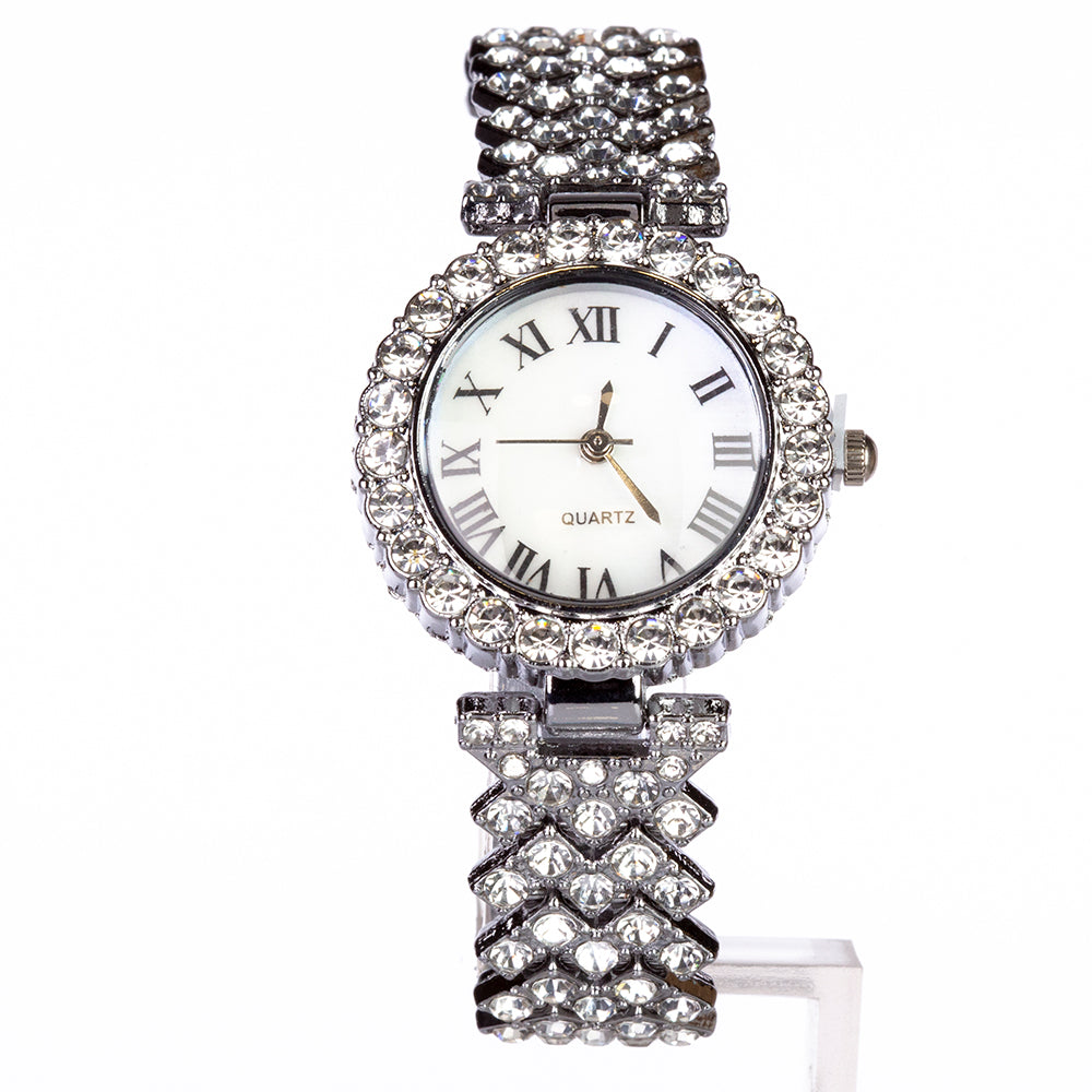 Reloj de Aleación Bañado en Oro con Cristal Emporia® Blanco (Collar +Pendientes +Pulsera +Colgante ) 2 