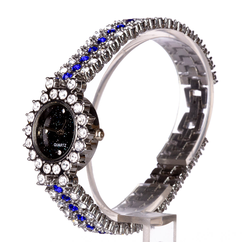 Reloj de Aleación Bañado en Oro con Cristal Emporia® Azul (Collar +Pendientes +Pulsera +Colgante ) 4 