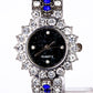 Reloj de Aleación Bañado en Oro con Cristal Emporia® Azul (Collar +Pendientes +Pulsera +Colgante )