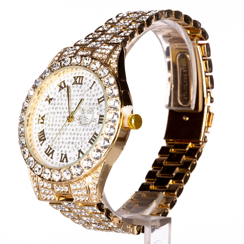 Reloj de Aleación Bañado en Oro con Cristal Emporia® Blanco (Collar +Pendientes +Pulsera +Colgante ) 4 