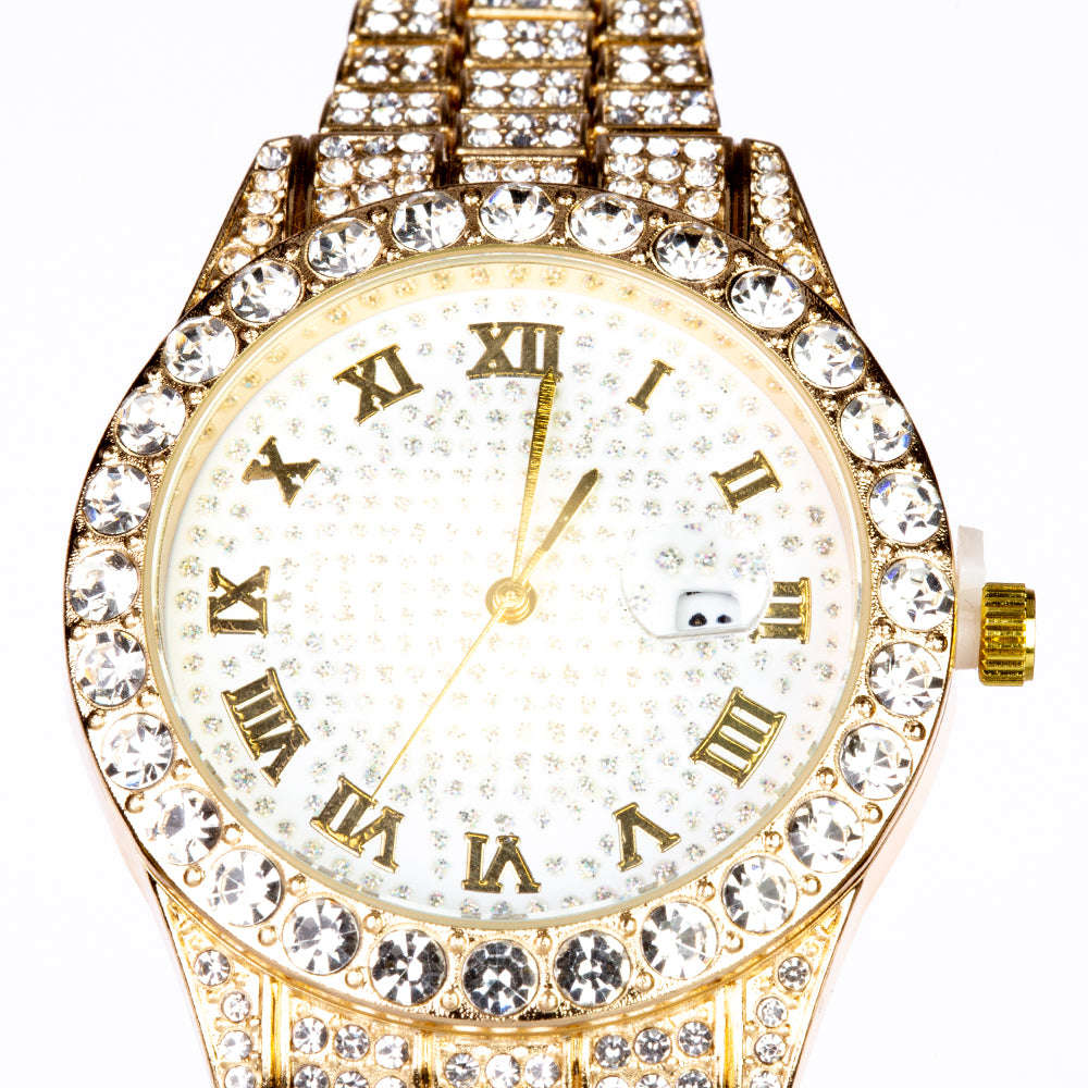 Reloj de Aleación Bañado en Oro con Cristal Emporia® Blanco (Collar +Pendientes +Pulsera +Colgante ) 5 