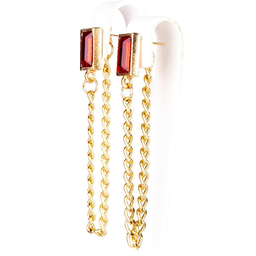 Reloj de Aleación Bañado en Oro con Cristal Emporia® Rojo (Collar +Pendientes +Pulsera +Colgante )