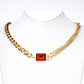 Reloj de Aleación Bañado en Oro con Cristal Emporia® Rojo (Collar +Pendientes +Pulsera +Colgante )