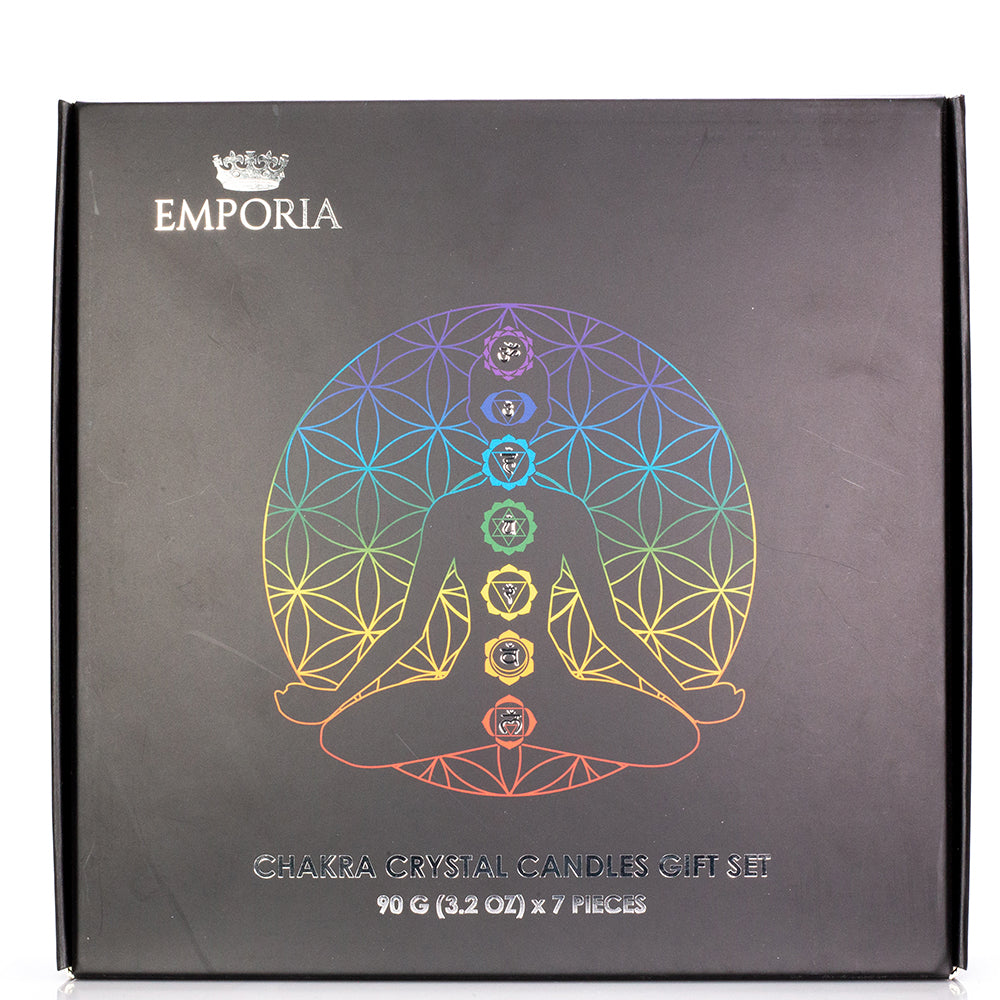 Juego de regalo Emporia de 9 piezas de 7 velas de cristal de chakra, colgante de chakra y pulsera de chakra con amatista, lapislázuli, citrino, aventurina verde, ojo de tigre, jaspe rojo y cuarzo transparente 4 
