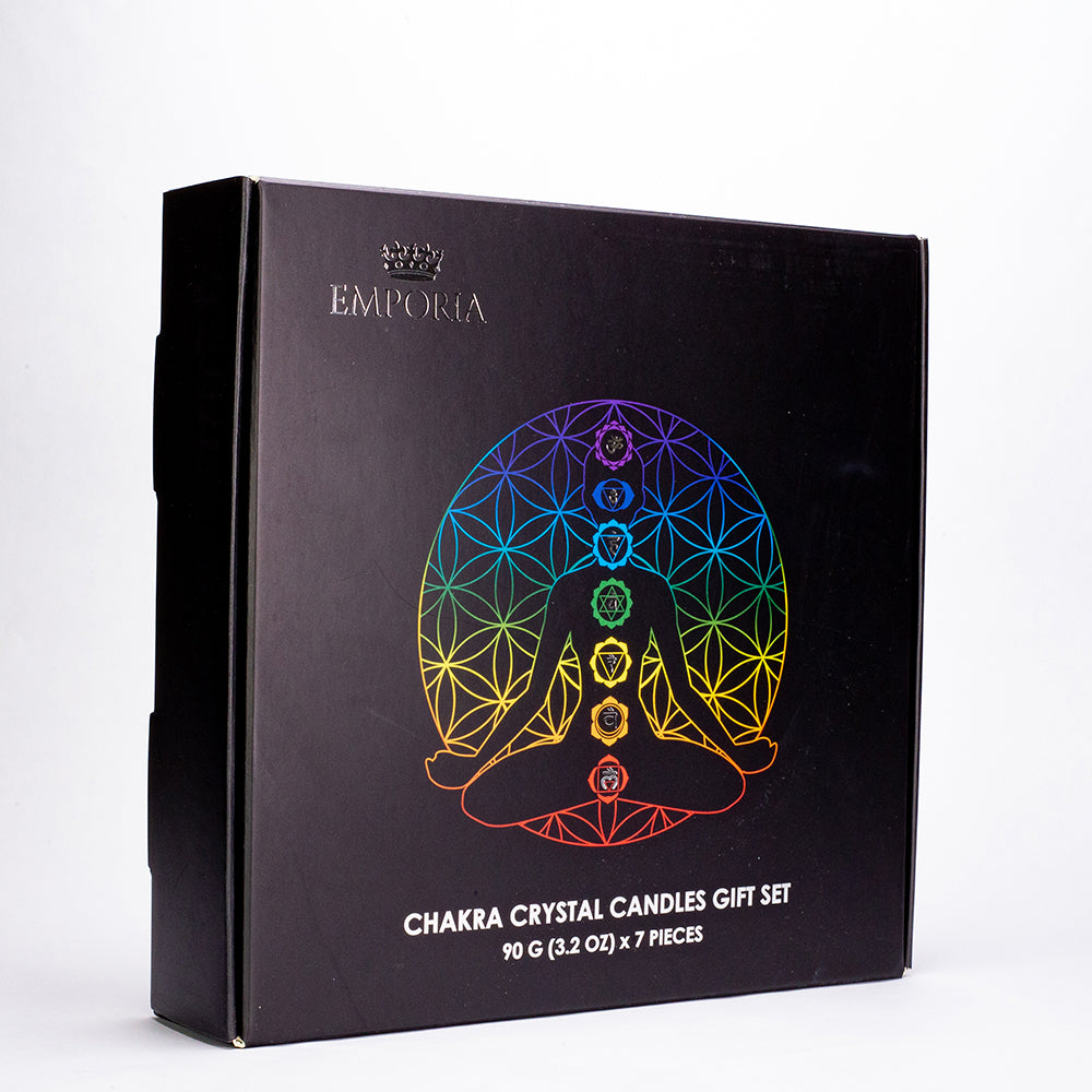 Juego de regalo Emporia de 9 piezas de 7 velas de cristal de chakra, colgante de chakra y pulsera de chakra con amatista, lapislázuli, citrino, aventurina verde, ojo de tigre, jaspe rojo y cuarzo transparente 5 