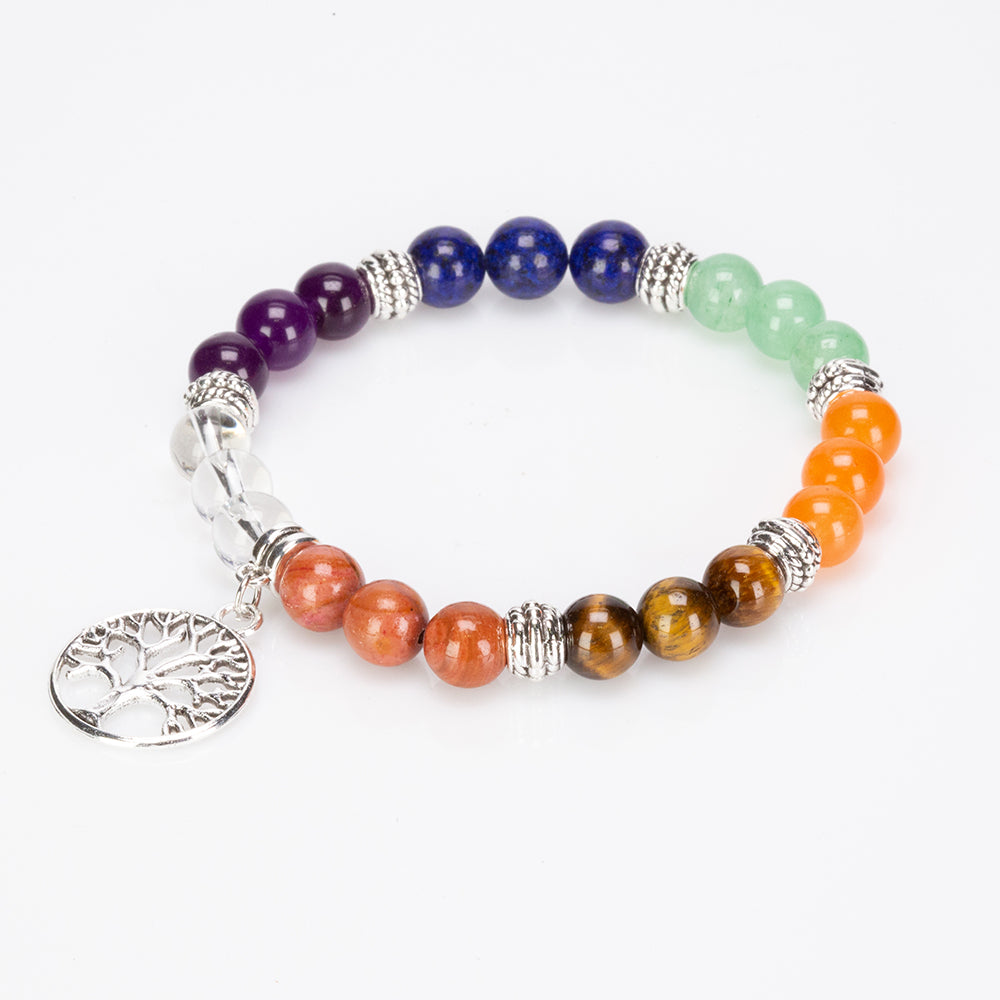 Juego de regalo Emporia de 9 piezas de 7 velas de cristal de chakra, colgante de chakra y pulsera de chakra con amatista, lapislázuli, citrino, aventurina verde, ojo de tigre, jaspe rojo y cuarzo transparente 18 
