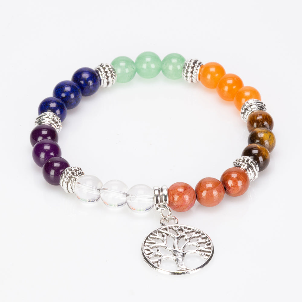 Juego de regalo Emporia de 9 piezas de 7 velas de cristal de chakra, colgante de chakra y pulsera de chakra con amatista, lapislázuli, citrino, aventurina verde, ojo de tigre, jaspe rojo y cuarzo transparente 13 