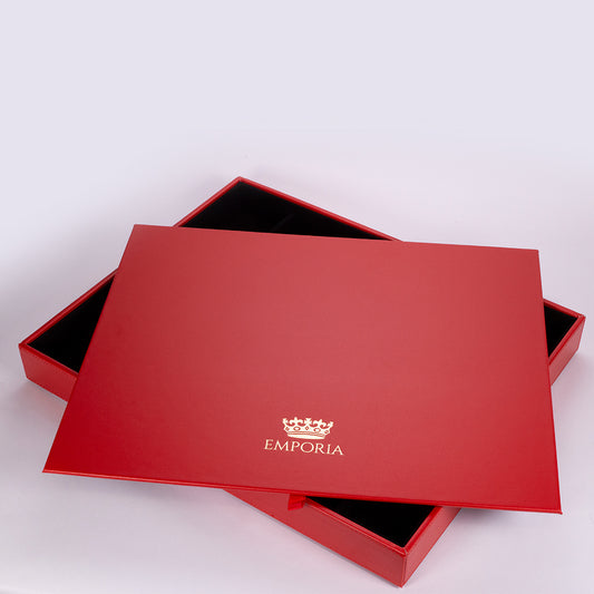 Emporia "Iconic Elizabeth Taylor Red Velvet" Joyero apilable de terciopelo con tapa, rojo