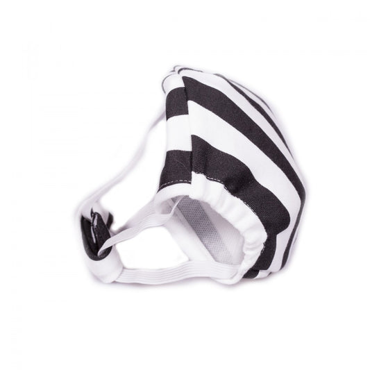 Textile Mask M size with brown-white stripes