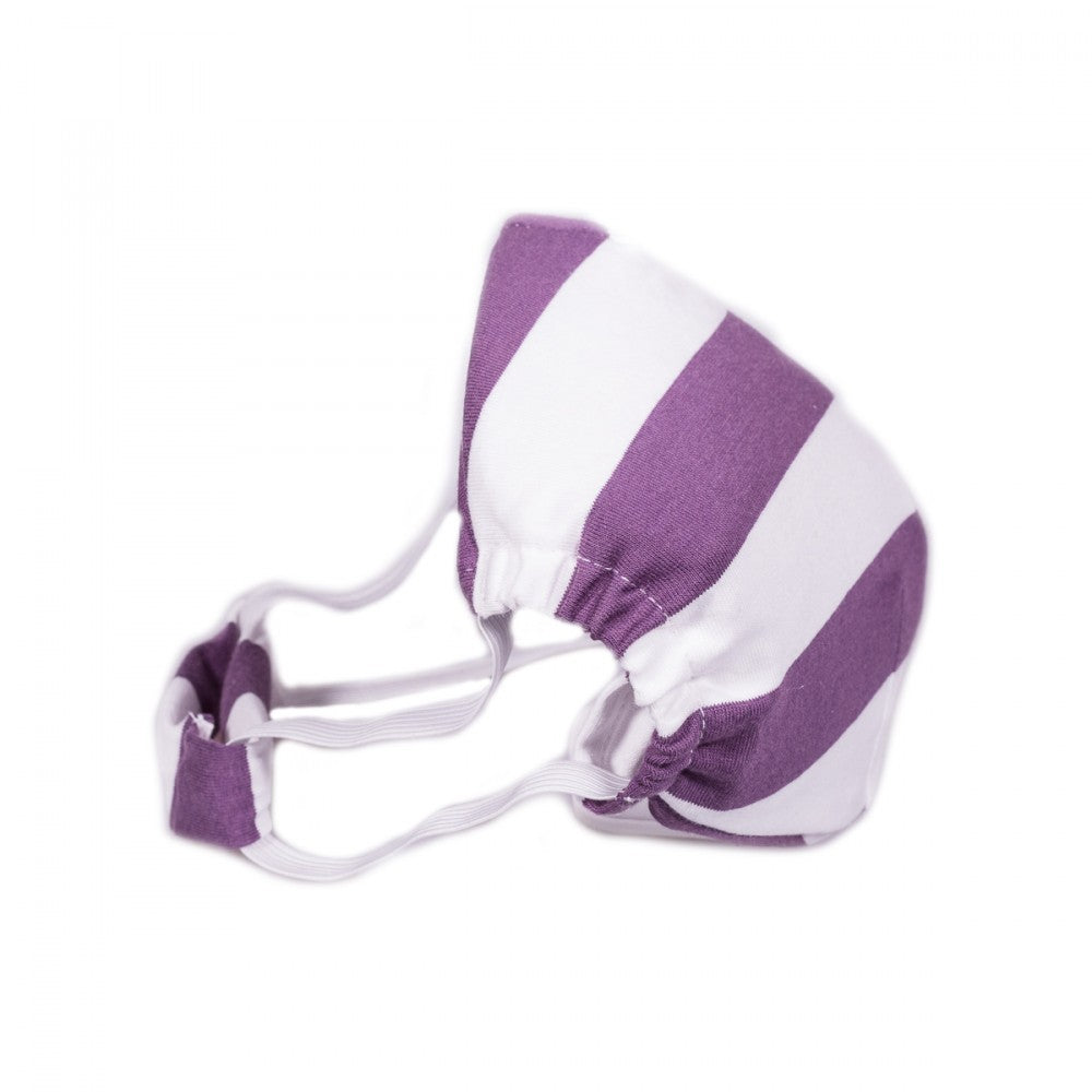 Máscara talla S con rayas violetas y blancas