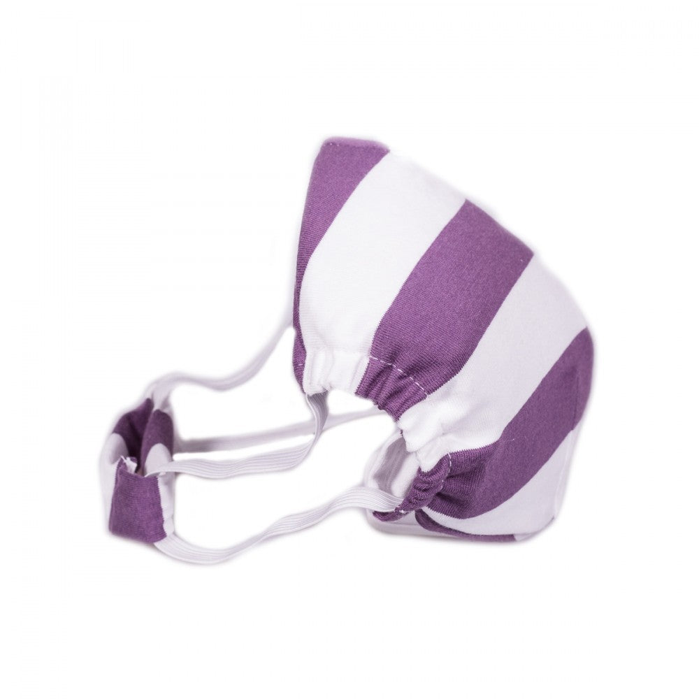 Máscara talla S con rayas violetas y blancas 1 