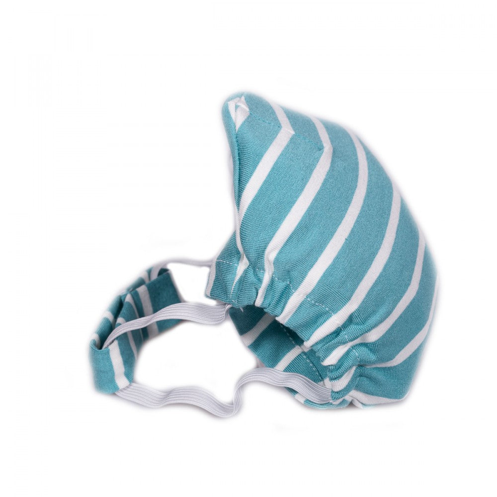 Textile Mask M size with green-white stripes