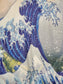 Bufanda-Mantón de algodón, 70 cm x 180 cm, Hokusai - Gran ola deshilachada